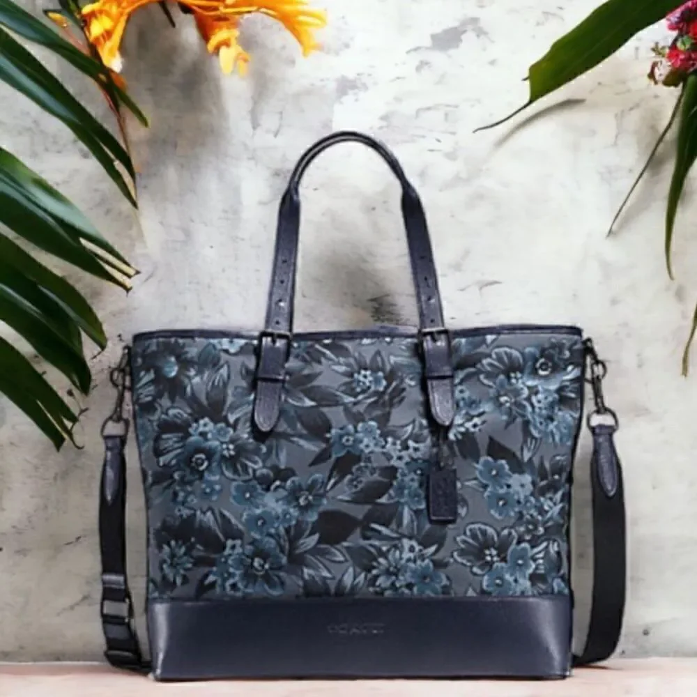 Coach Mercer Tote in Blue Floral Hawaiian Print Canvas & Leather - Picture 15 of 15